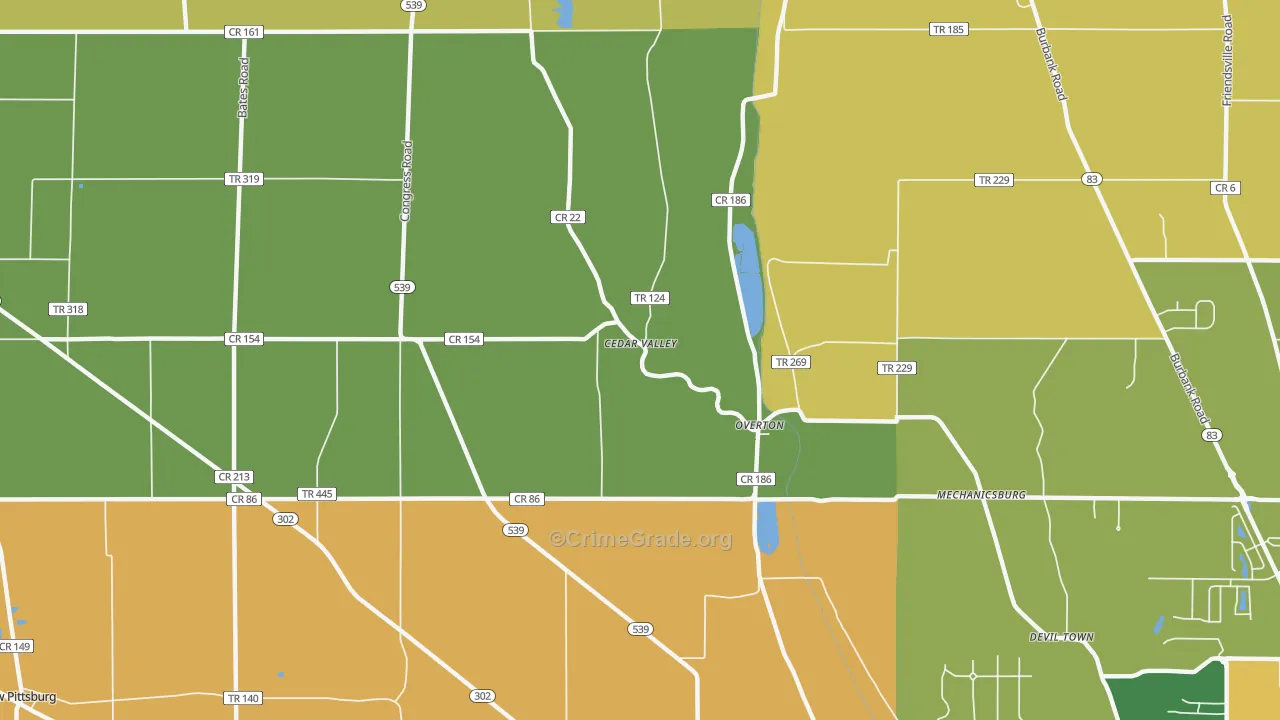 Overton, OH Map of Assault Rates