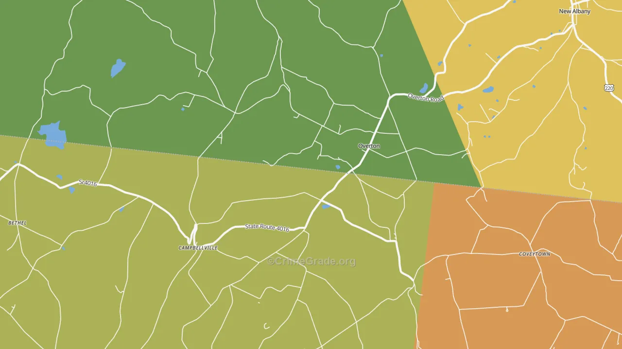 Overton, PA Map of Assault Rates