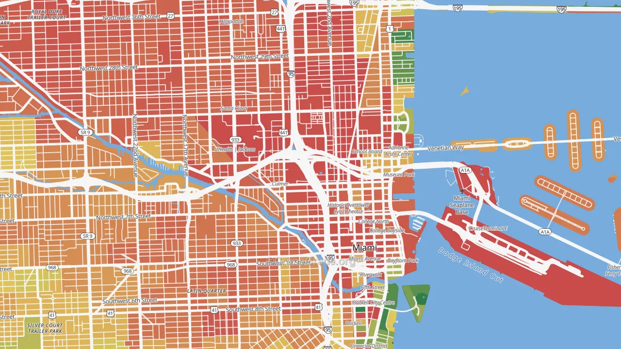 Overtown, Miami, FL Map of Assault Rates