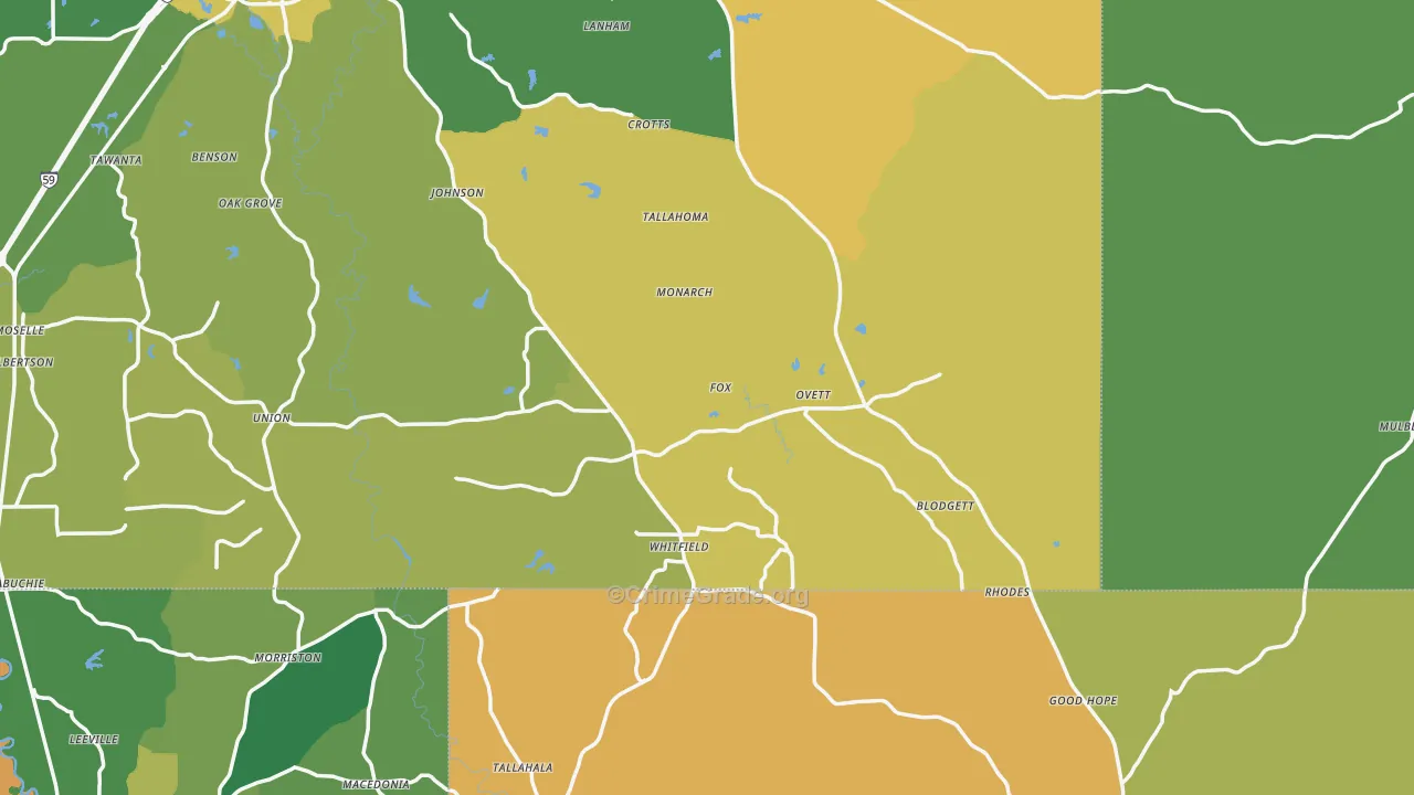 Ovett, MS Map of Assault Rates
