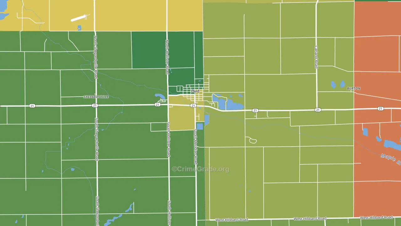Ovid, MI Map of Assault Rates