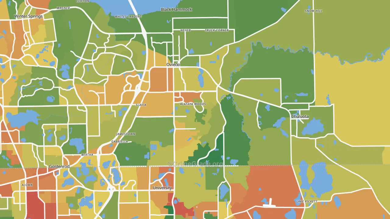 Oviedo, FL Map of Assault Rates