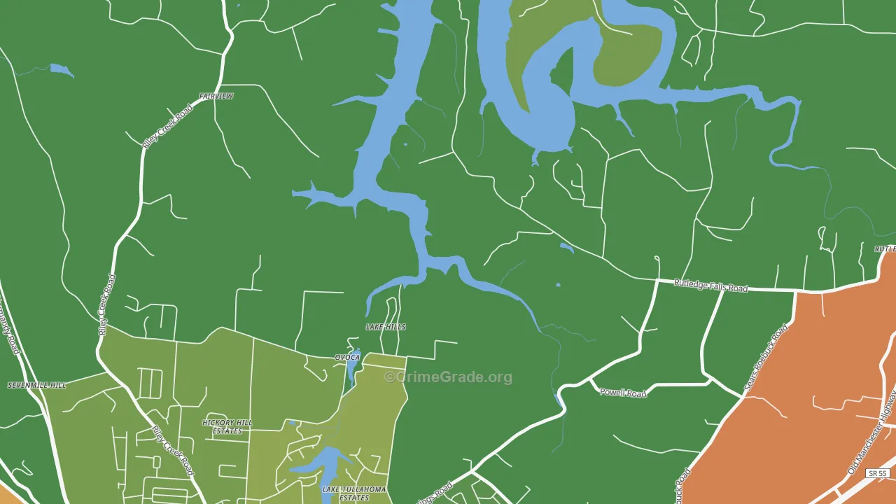 Ovoca, TN Map of Assault Rates