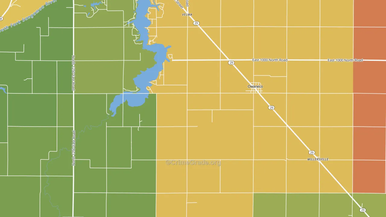 Owaneco, IL Map of Assault Rates