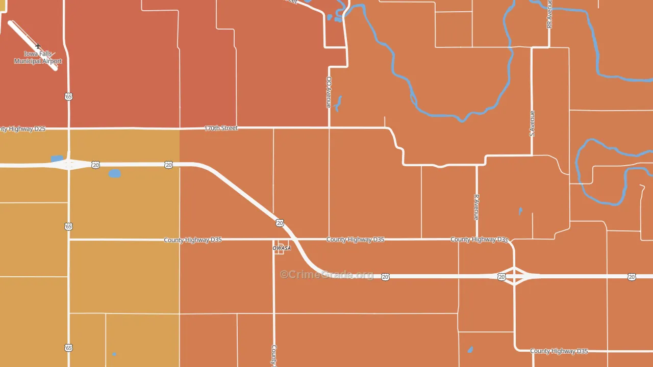Owasa, IA Map of Assault Rates