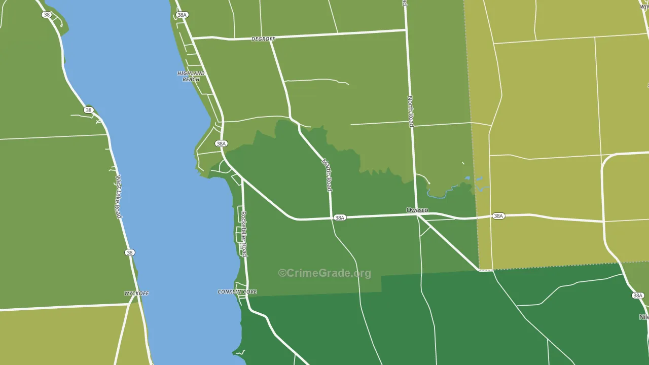 Owasco, NY Map of Assault Rates