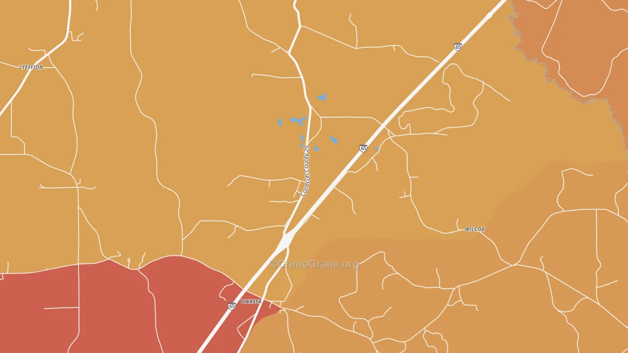 Owassa, AL Map of Assault Rates