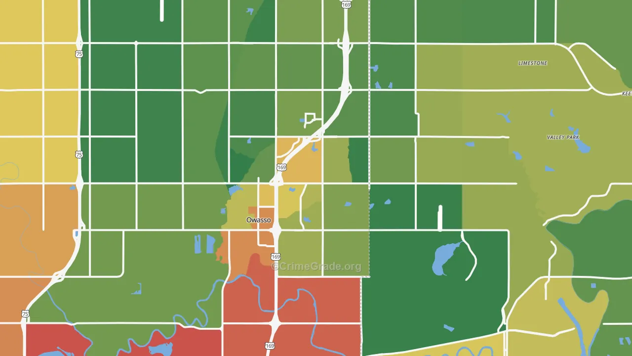 Owasso, OK Map of Assault Rates