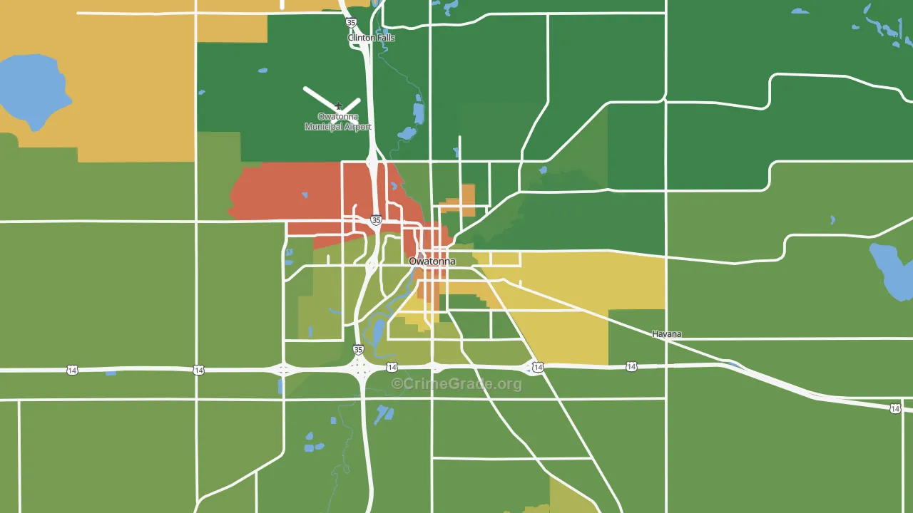 Owatonna, MN Map of Assault Rates