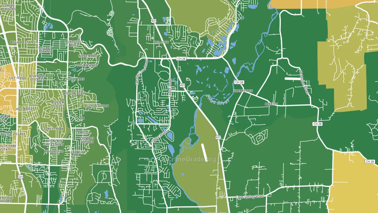 Owens Cross Roads, AL Map of Assault Rates
