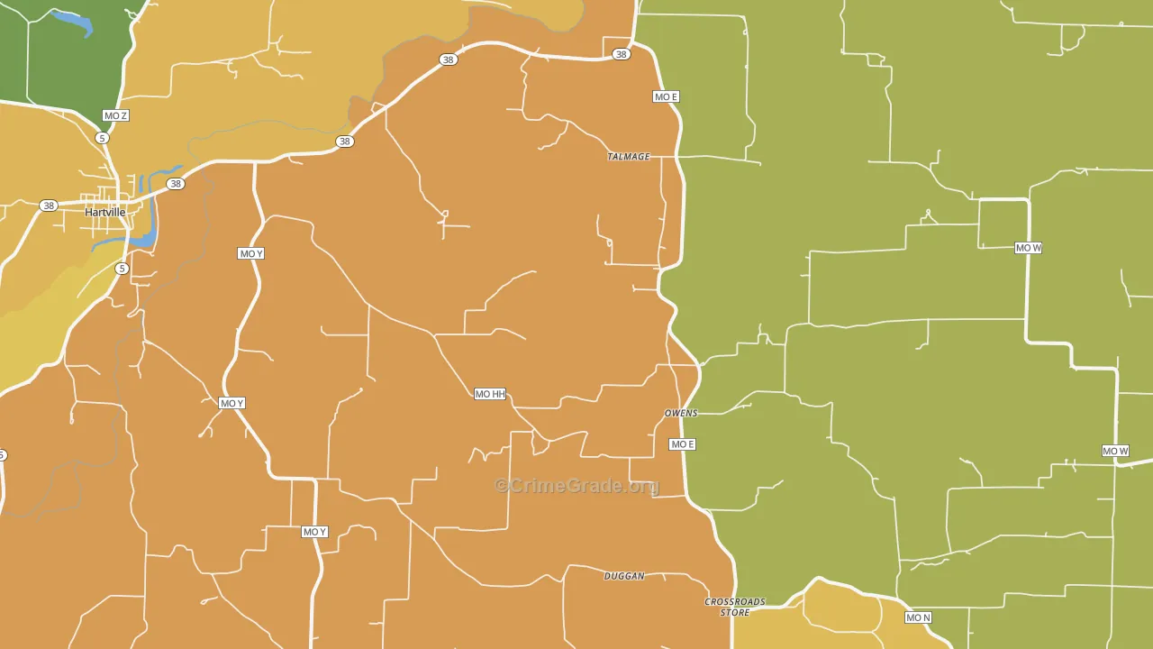 Owens, MO Map of Assault Rates