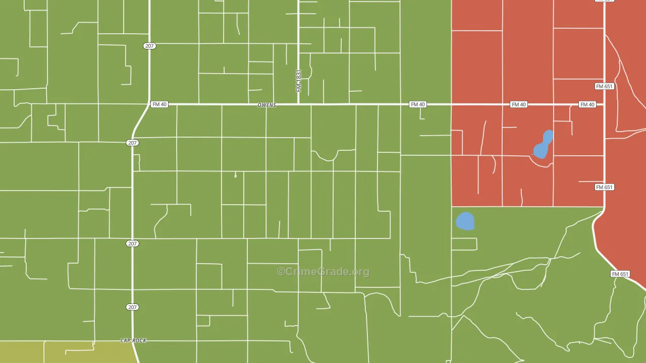 Owens, TX Map of Assault Rates