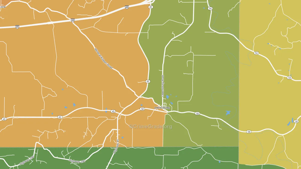 Owensburg, IN Map of Assault Rates