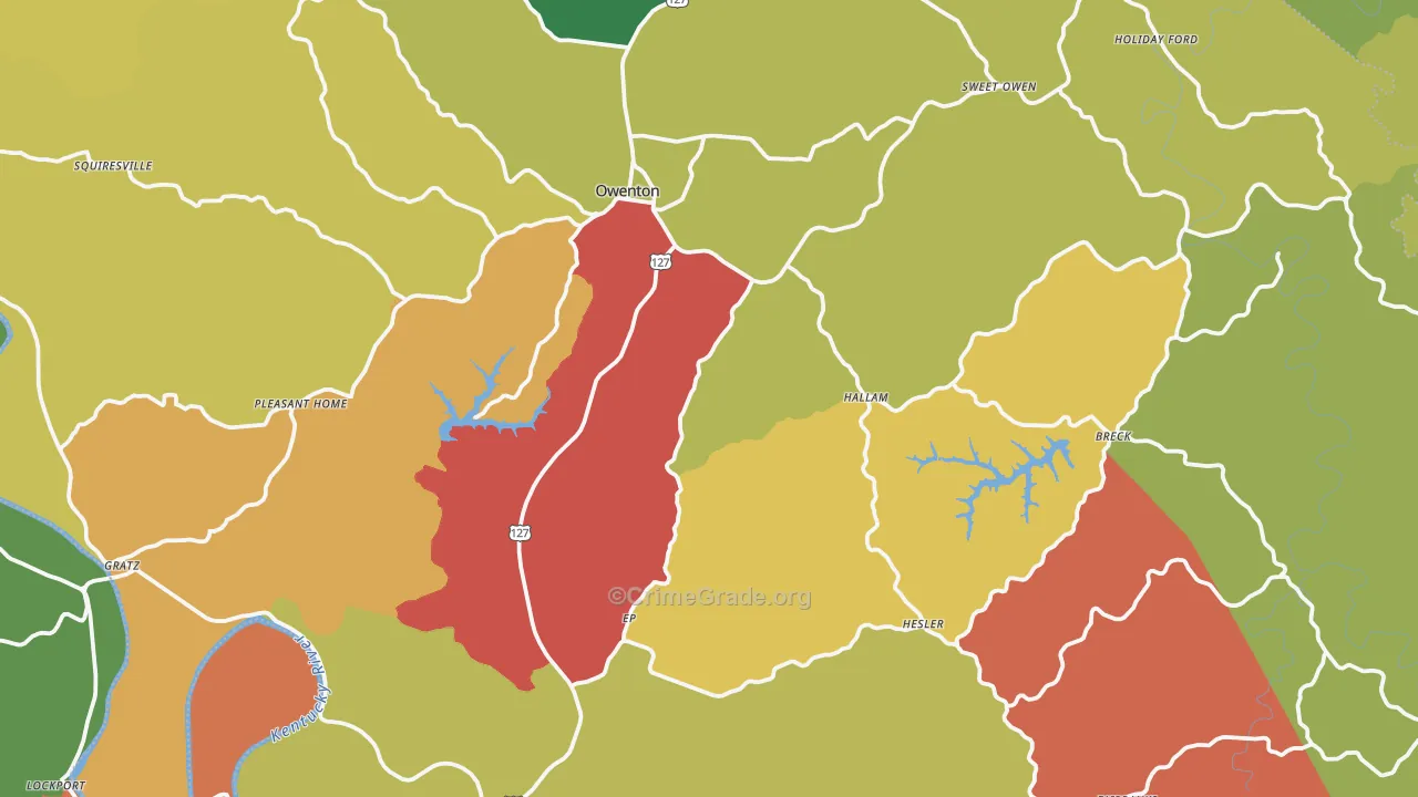 Owenton, KY Map of Assault Rates