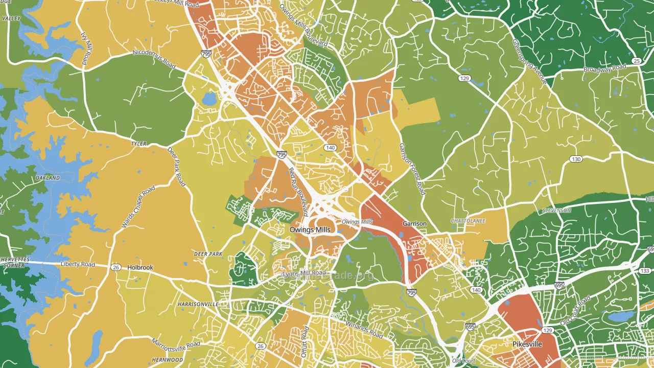Owings Mills, MD Map of Assault Rates