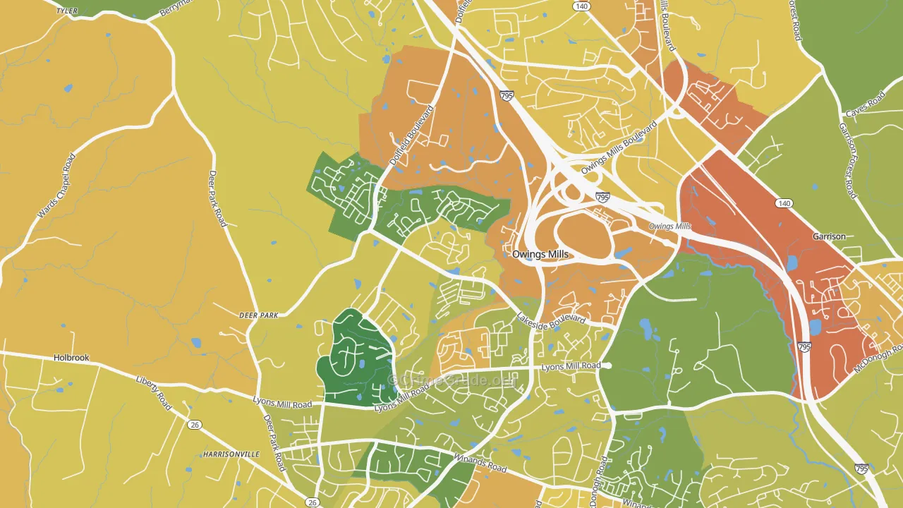 Owings Mills New Town, Owings Mills, MD Map of Assault Rates
