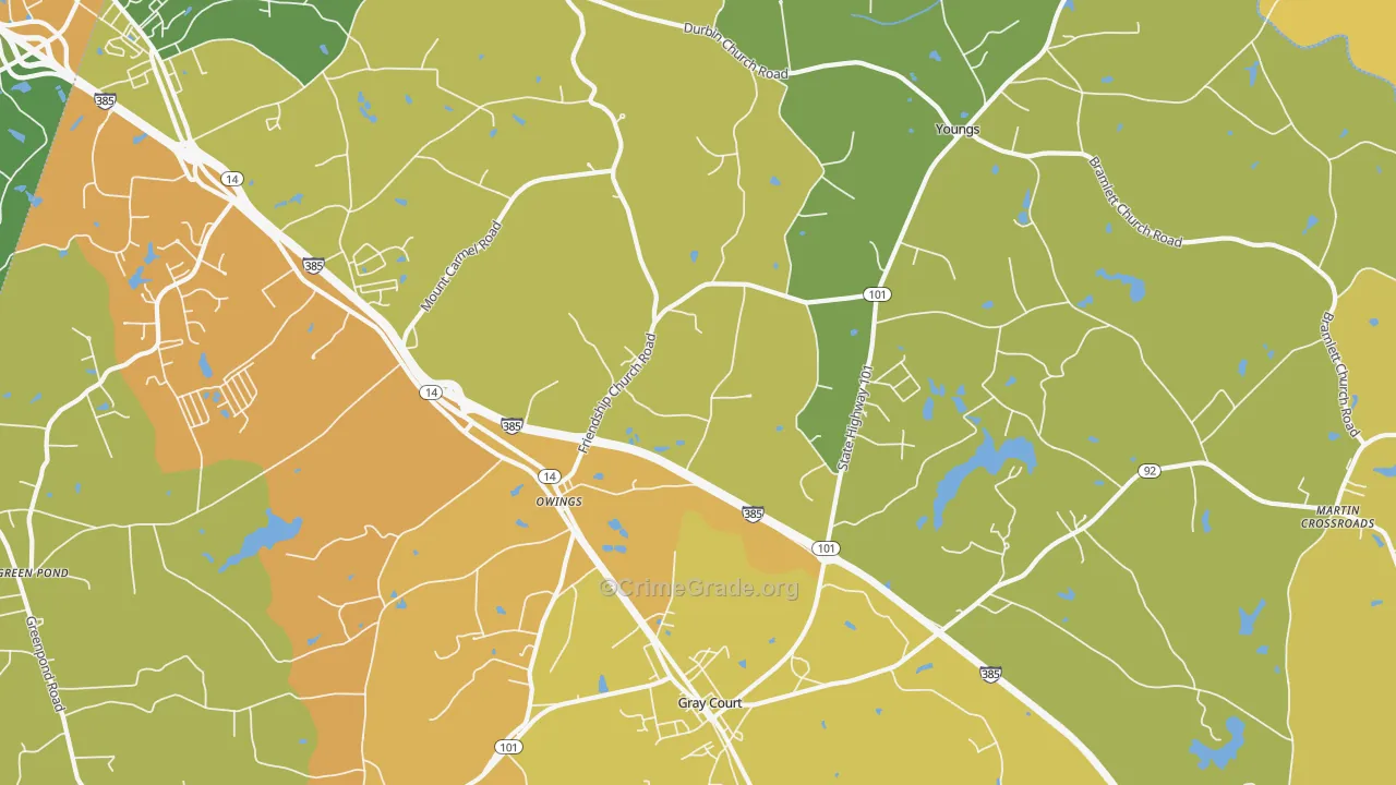 Owings, SC Map of Assault Rates