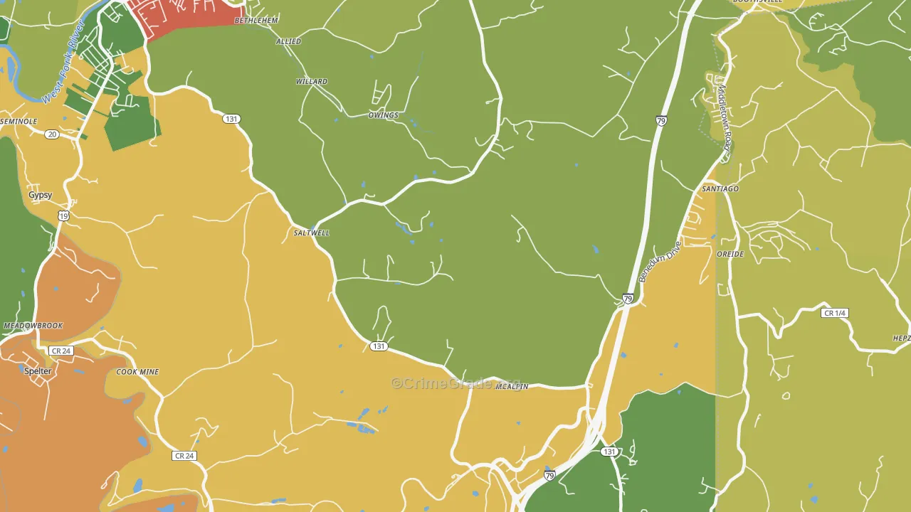 Owings, WV Map of Assault Rates