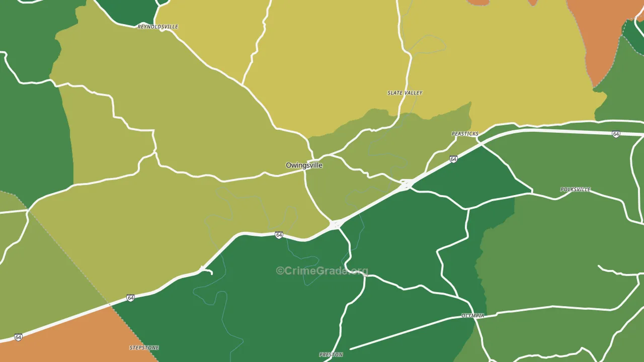 Owingsville, KY Map of Assault Rates