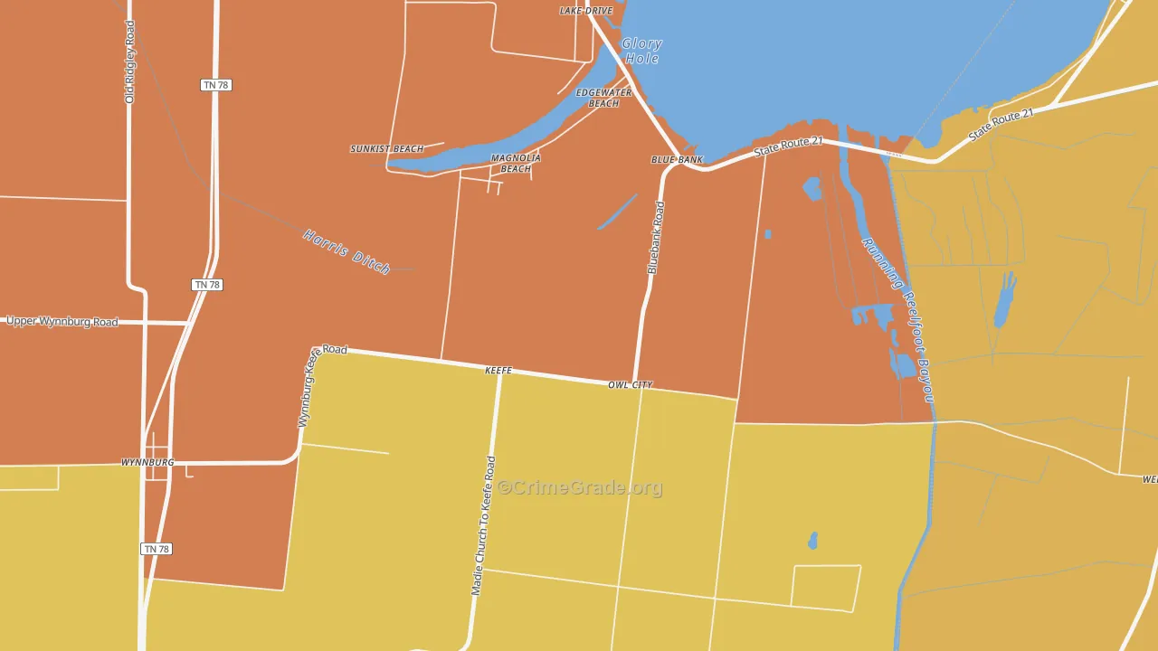 Owl City, TN Map of Assault Rates