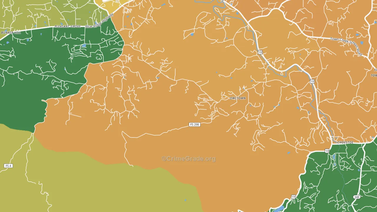 Owltown, GA Map of Assault Rates