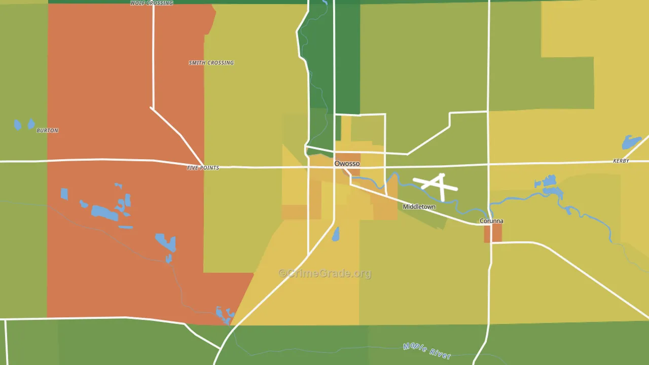 Owosso, MI Map of Assault Rates