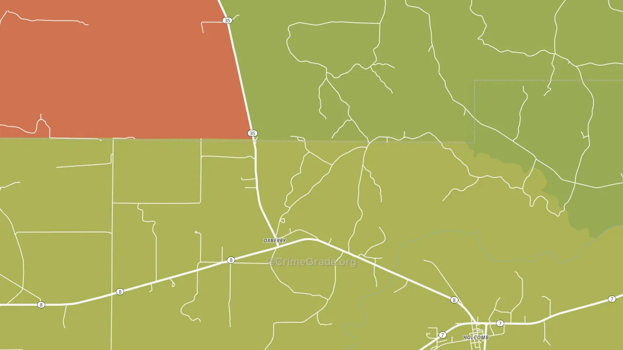 Oxberry, MS Map of Assault Rates