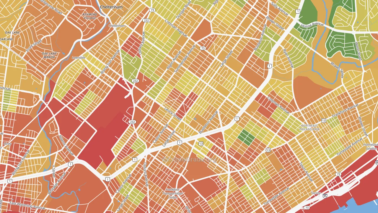 Oxford Circle, Philadelphia, PA Map of Assault Rates