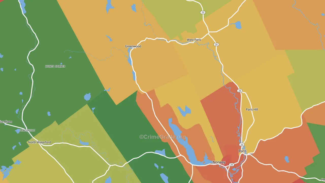 Oxford County, ME Map of Assault Rates