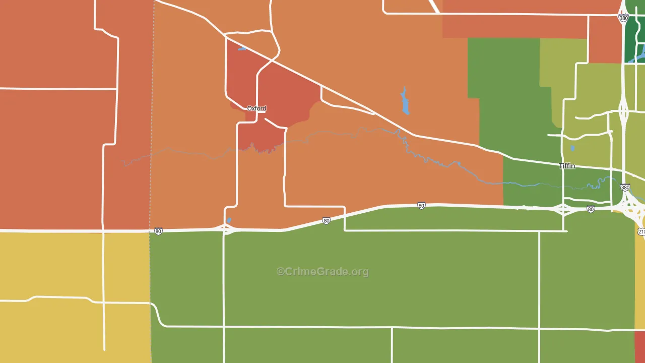 Oxford, IA Map of Assault Rates