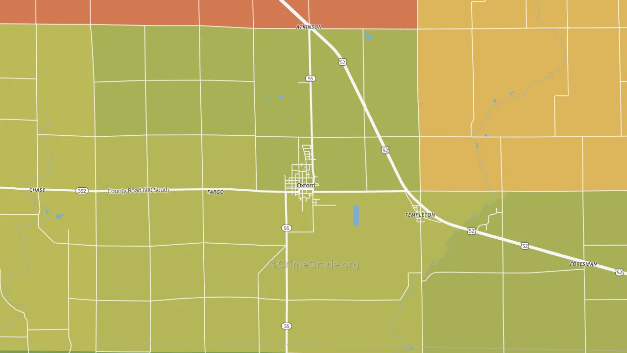Oxford, IN Map of Assault Rates