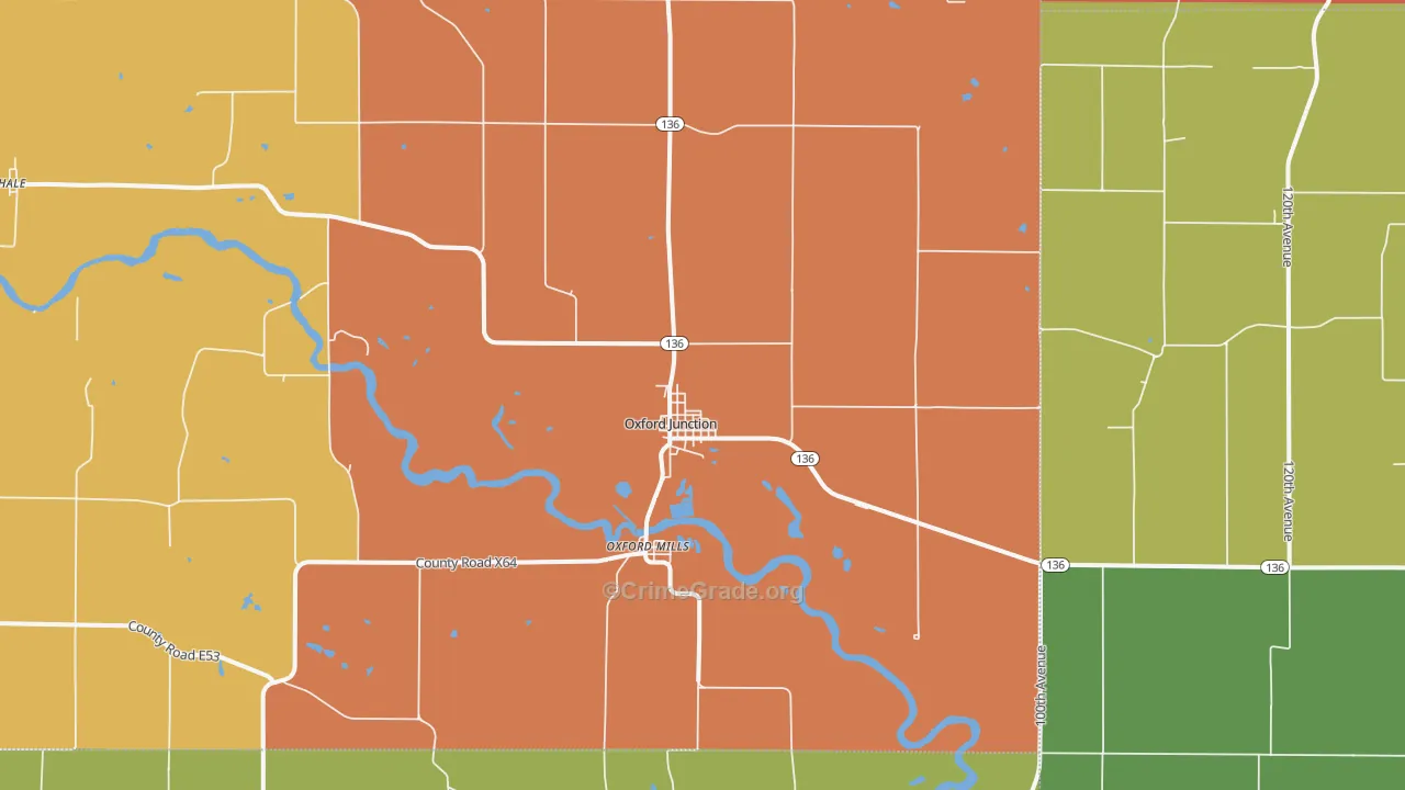 Oxford Junction, IA Map of Assault Rates