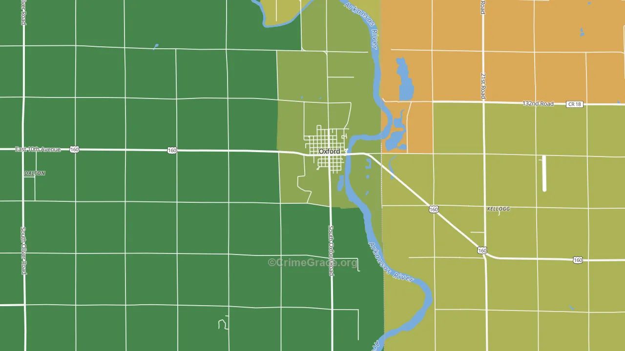 Oxford, KS Map of Assault Rates