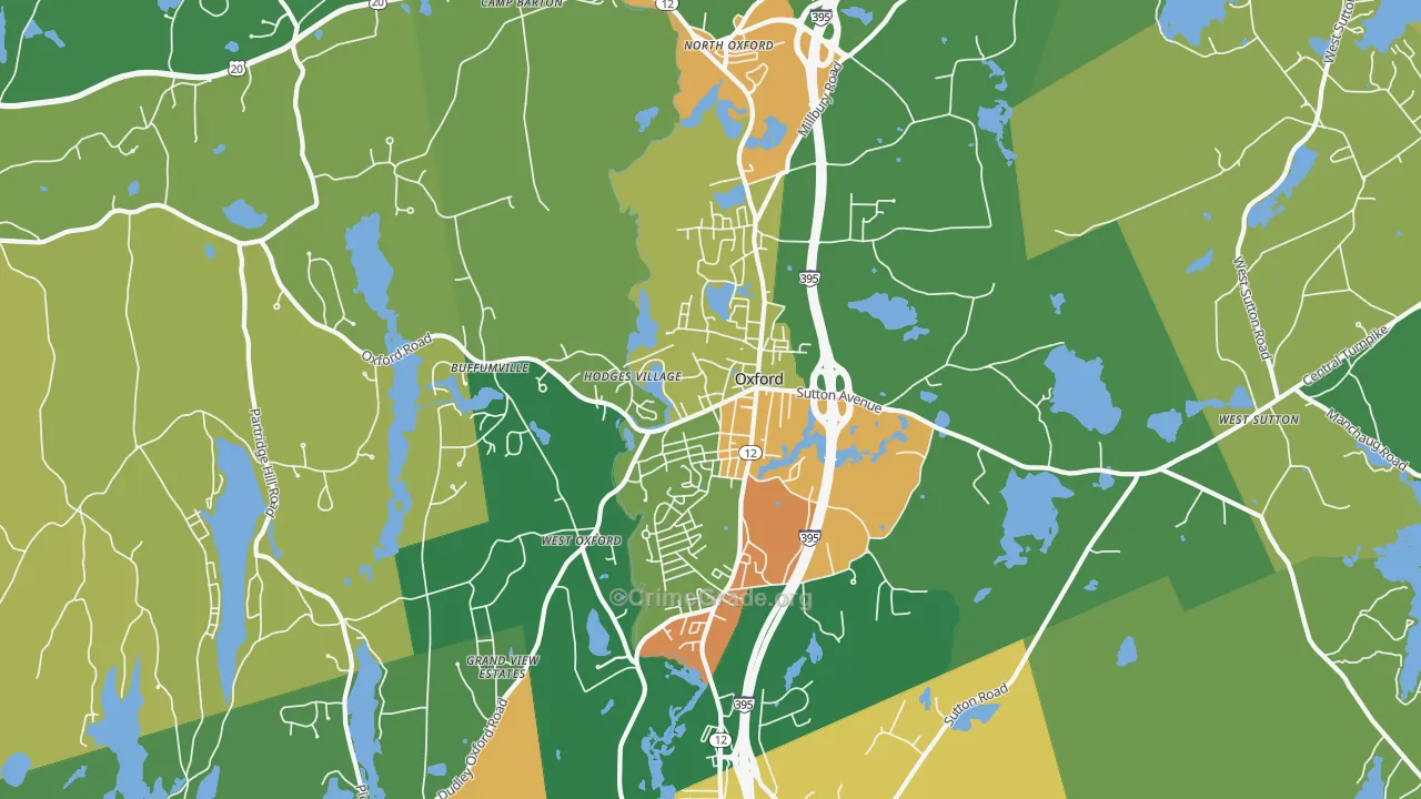 Oxford, MA Map of Assault Rates