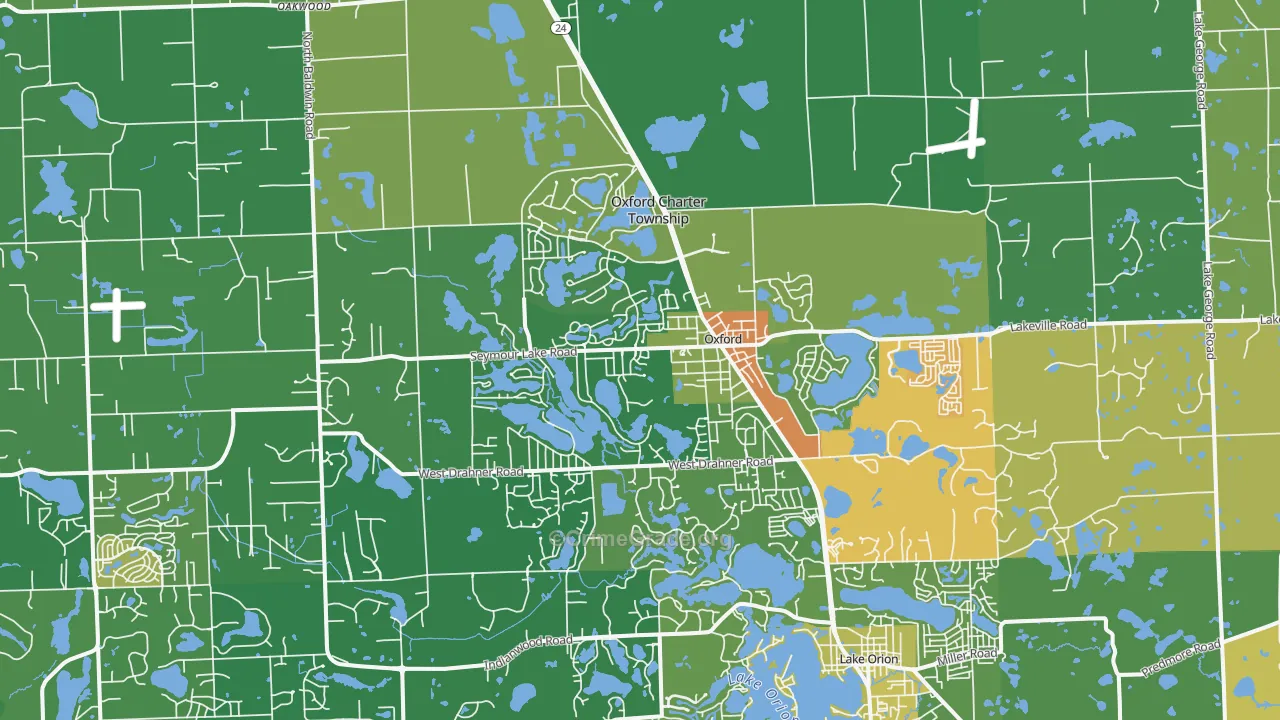 Oxford, MI Map of Assault Rates