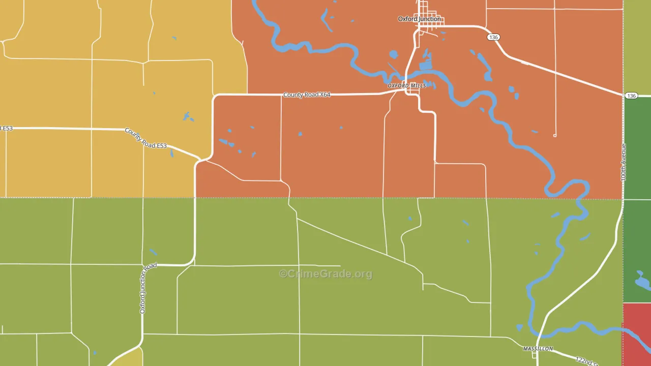 Oxford Mills, IA Map of Assault Rates