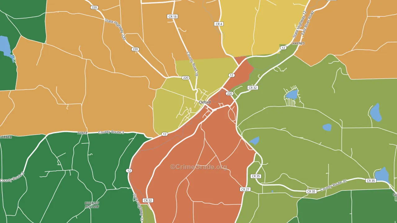 Oxford, NY Map of Assault Rates