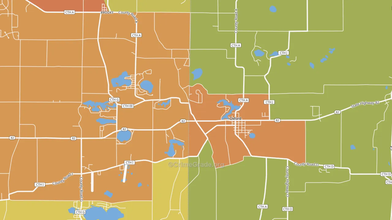 Oxford, WI Map of Assault Rates