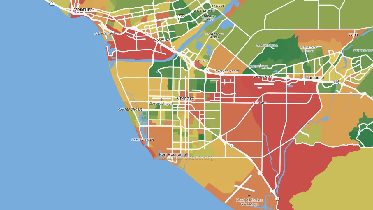 Oxnard, CA Map of Assault Rates