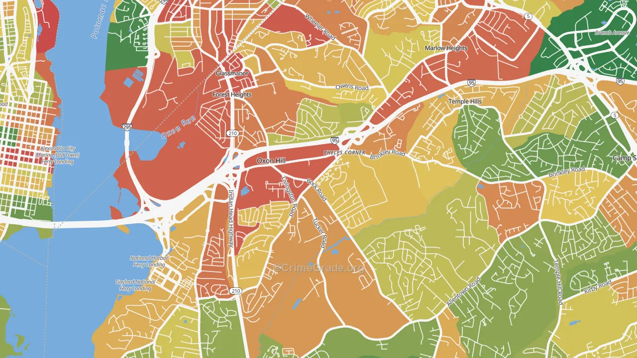 Oxon Hill-Glassmanor, Oxon Hill, MD Map of Assault Rates
