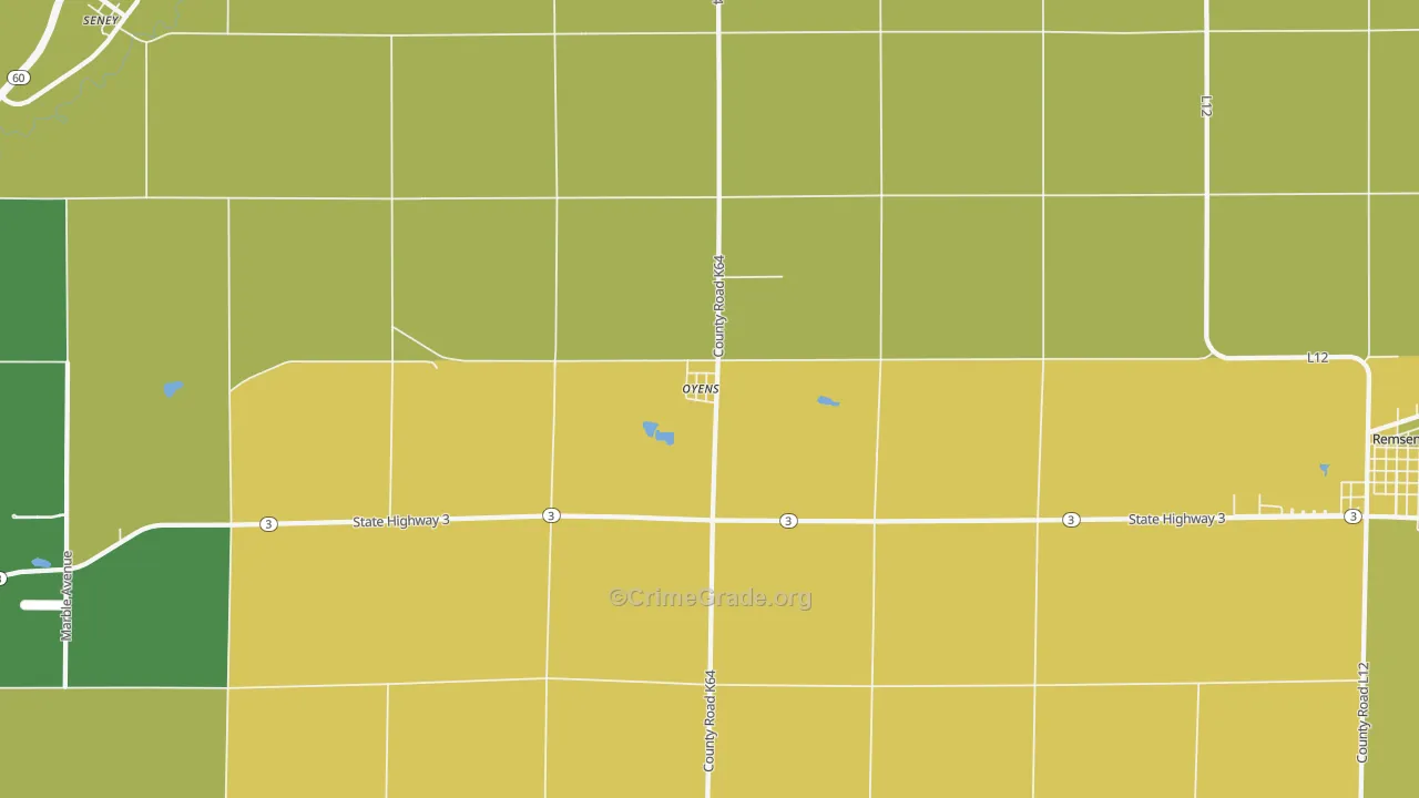 Oyens, IA Map of Assault Rates