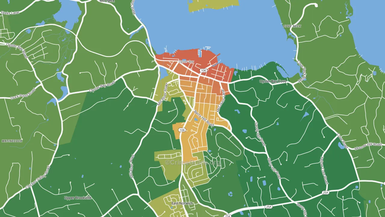 Oyster Bay, NY Map of Assault Rates