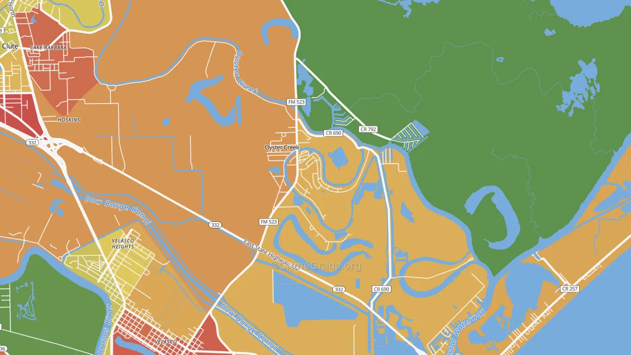 Oyster Creek, TX Map of Assault Rates