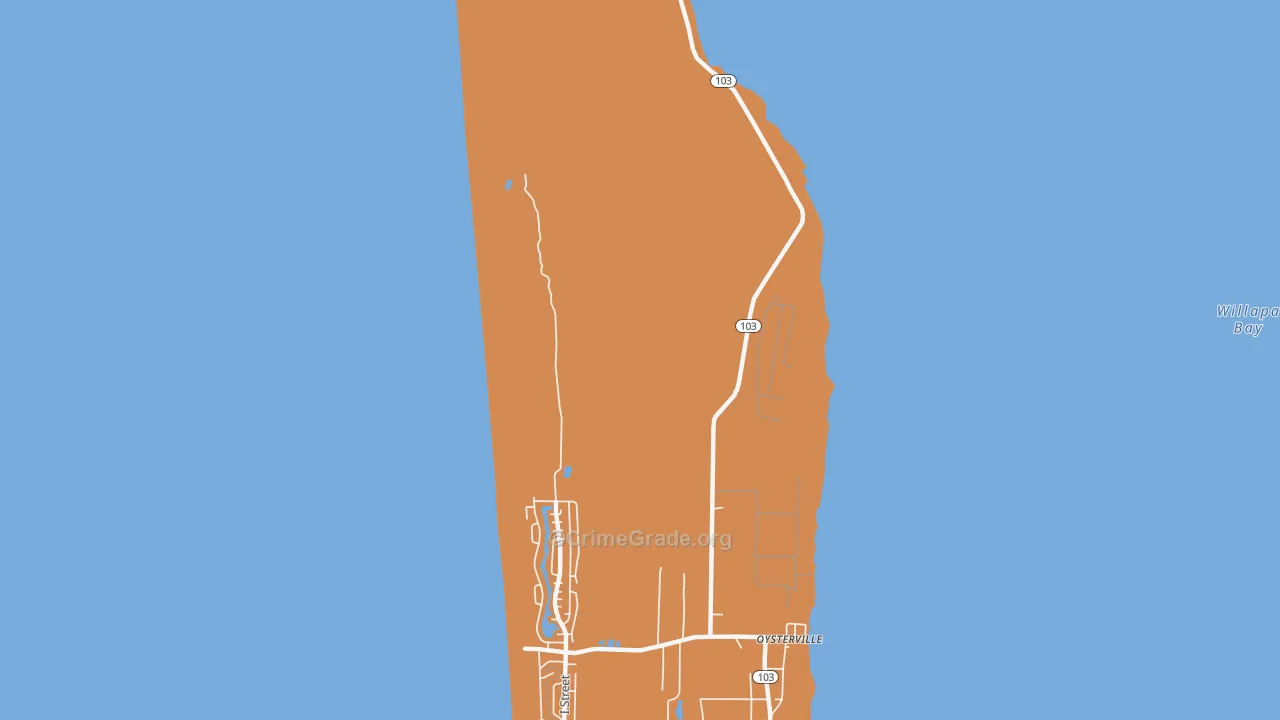 Oysterville, WA Map of Assault Rates