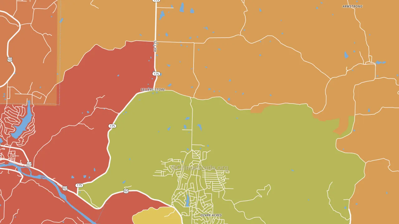 Ozark Acres, AR Map of Assault Rates
