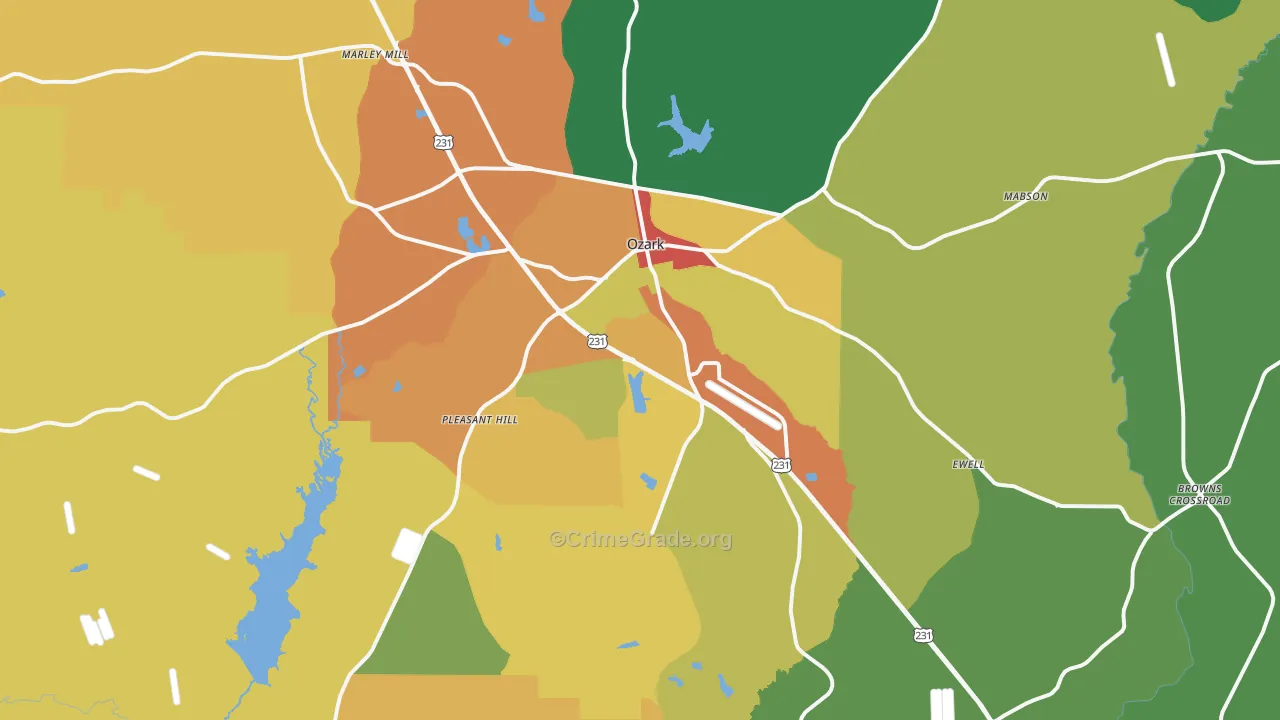 Ozark, AL Map of Assault Rates