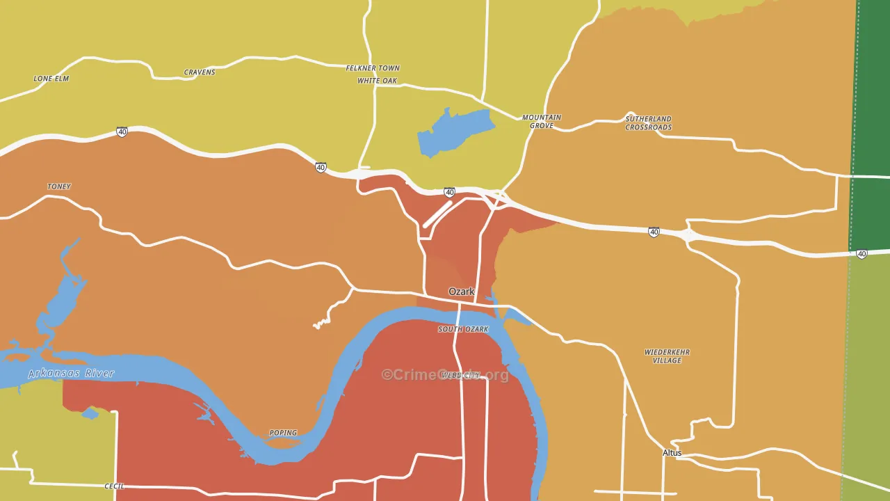 Ozark, AR Map of Assault Rates