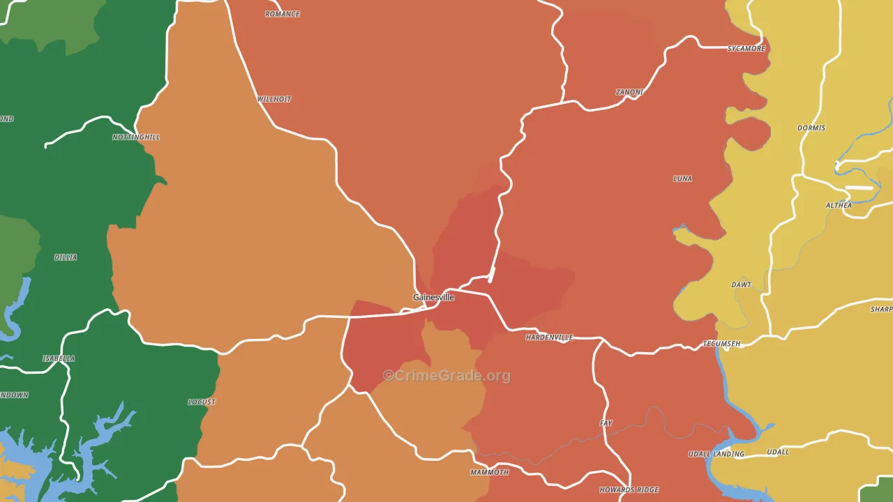 Ozark County, MO Map of Assault Rates