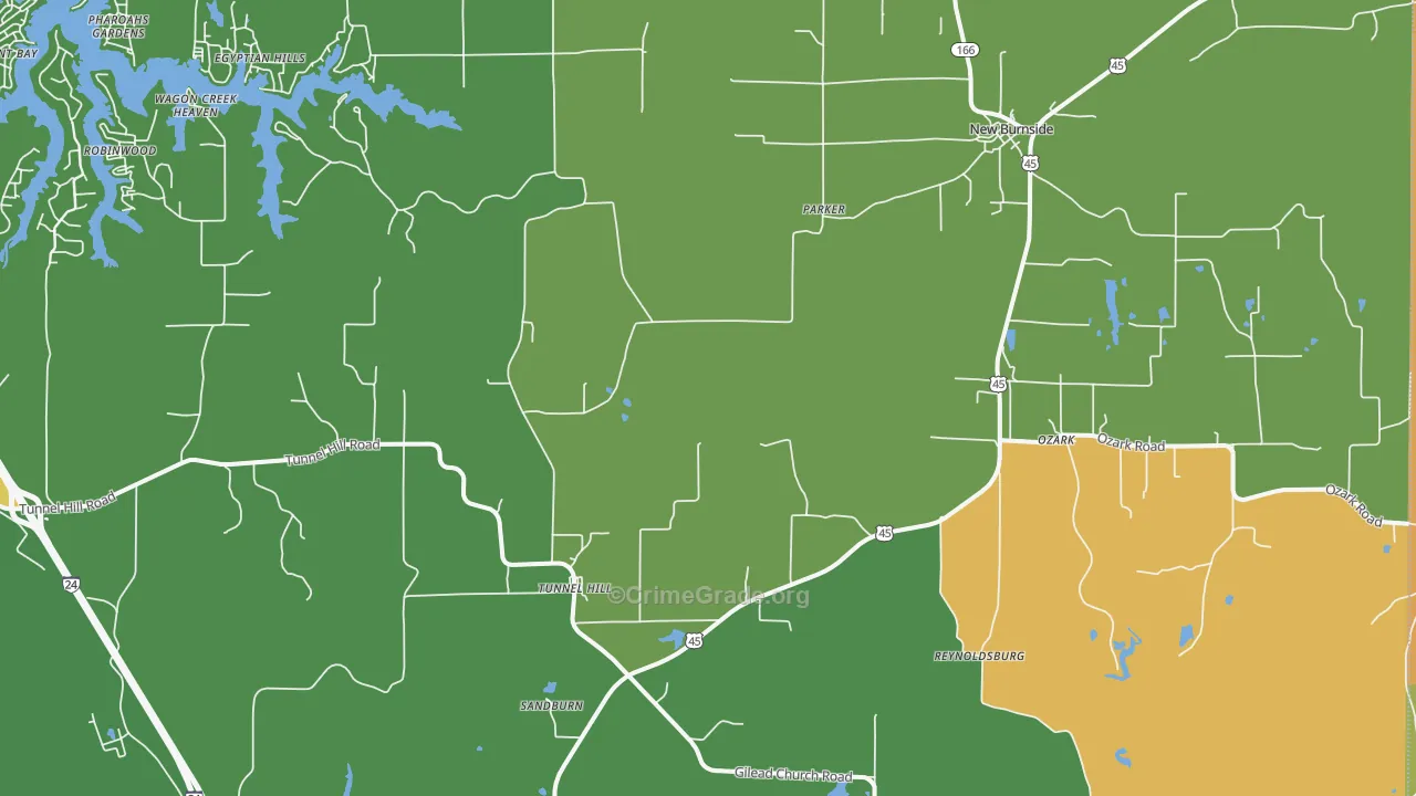 Ozark, IL Map of Assault Rates