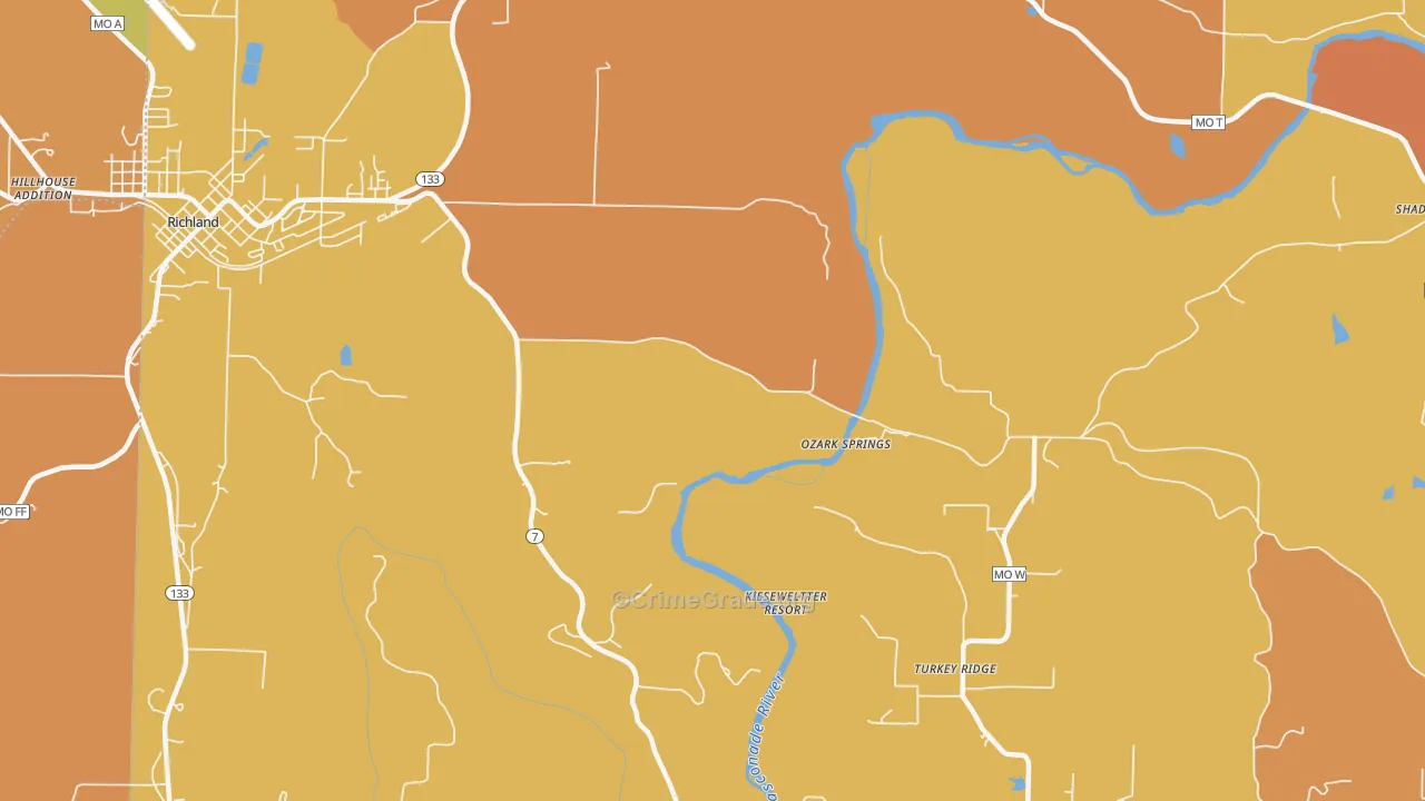 Ozark Springs, MO Map of Assault Rates